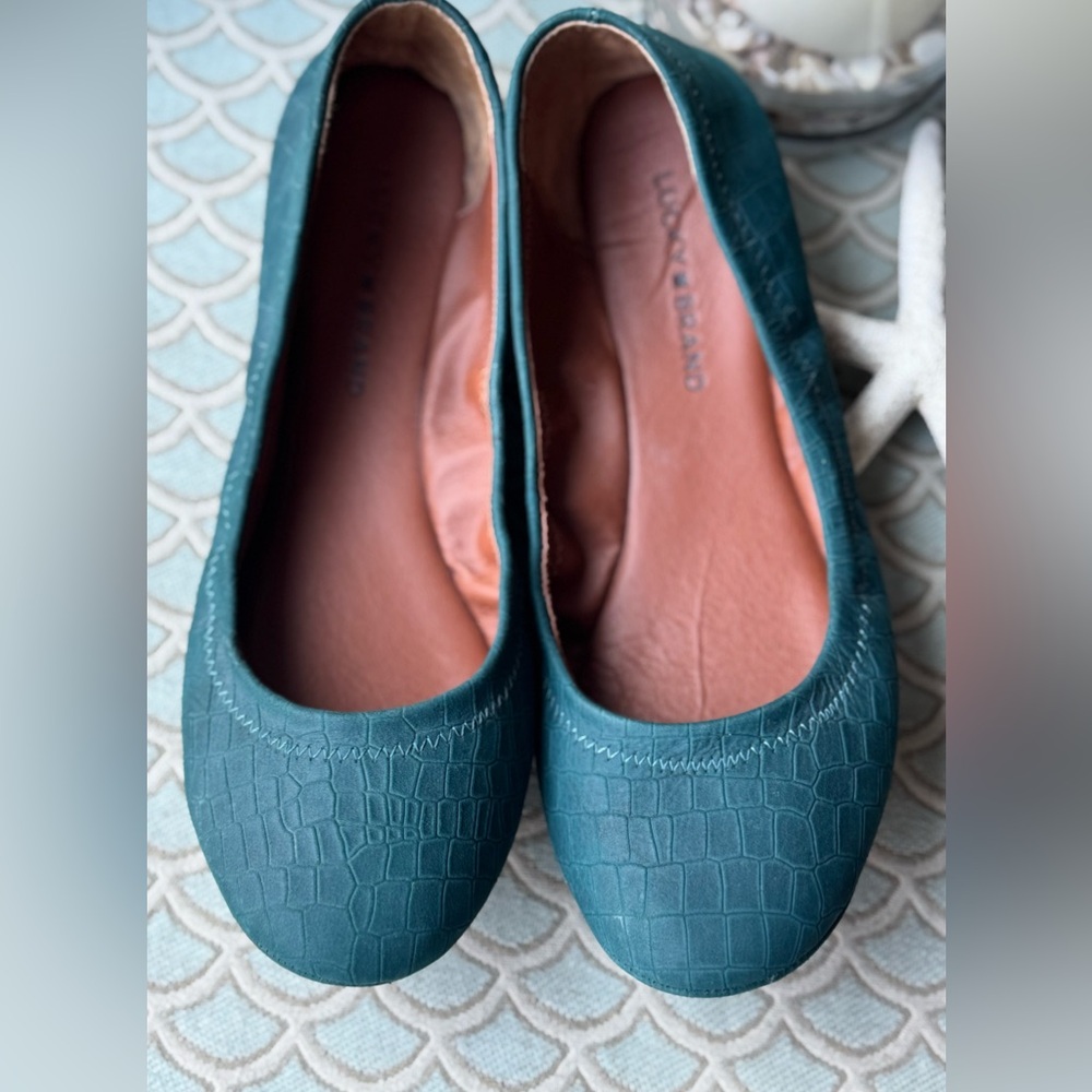 Lucky Brand Emmie Ballet Flat Leather Teal Blue Women’s Size 8.5 - Picture 7 of 14